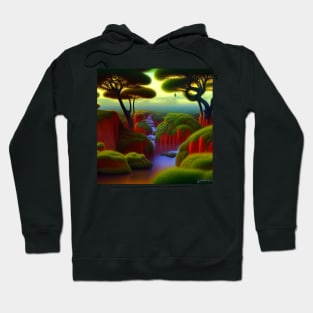 Digital Painting Of a Lush Wet Natural Scene On Jungle Hoodie